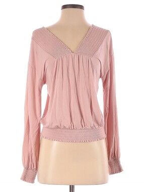 Express Dusty Pink V-Neck Long Sleeve Blouse